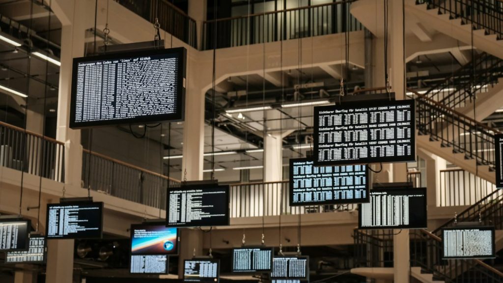 Numerous screens showing different types of data