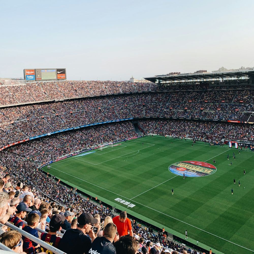 A football stadium full of thousands of people